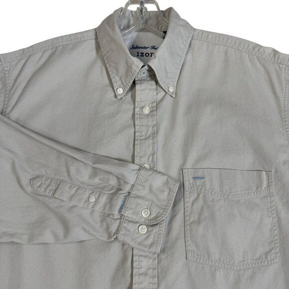 Izod Other - Izod Beige Summer Twill Button-Down Long Sleeve Shirt Front Pocket M